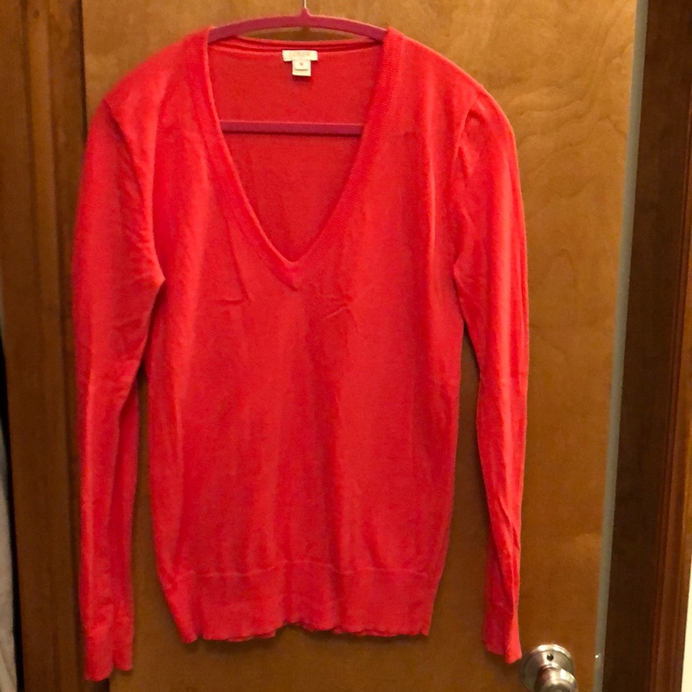 3/$30 JCrew bright salmon colored v-neck sweater.